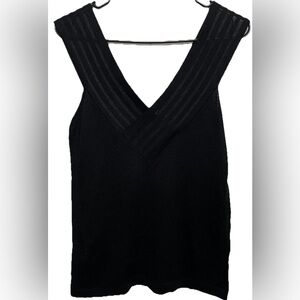 AQE Fashion Black Knit Sleeveless Tank Top V-Neck Sweater Women's EU M /us S-M